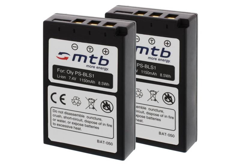 mtb more energy 2x BLS-1 kompatibler Akku für Olympus Digitalkameras Kamera-Akku kompatibel mit Akku-Typ Olympus BLS-1 1150 mAh (7,4 V) von mtb more energy