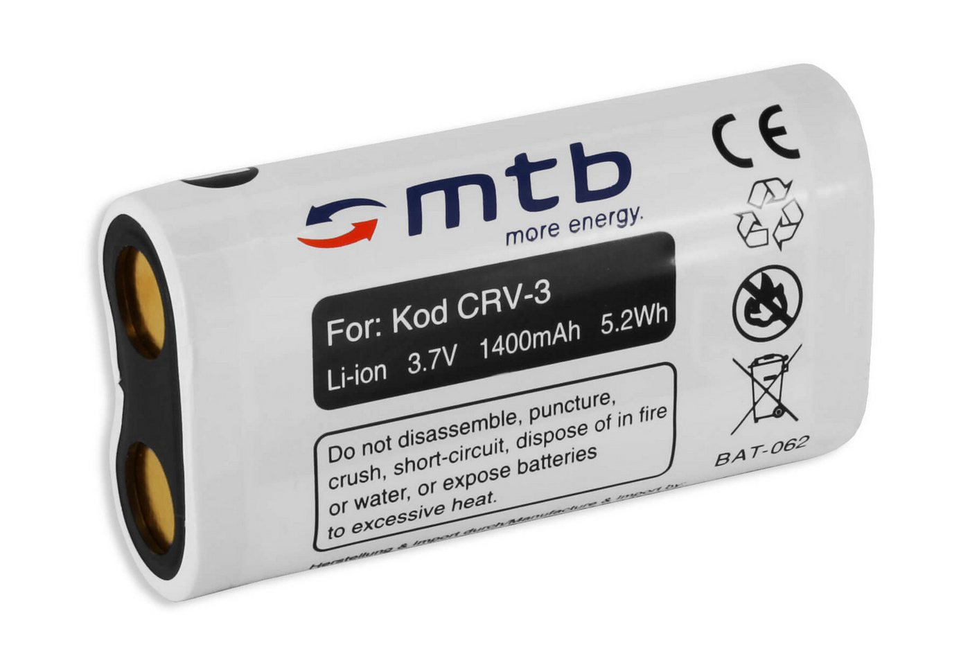 mtb more energy CRV-3 / CR-V3 Akku für Digitalkameras Kamera-Akku kompatibel mit Akku-Typ CRV-3 1400 mAh (3,7 V) von mtb more energy
