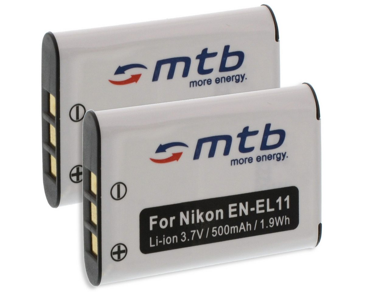 mtb more energy 2x EN-EL11 Akku für Nikon Digitalkameras Kamera-Akku kompatibel mit Akku-Typ Nikon EN-EL11 600 mAh (3,7 V) von mtb more energy