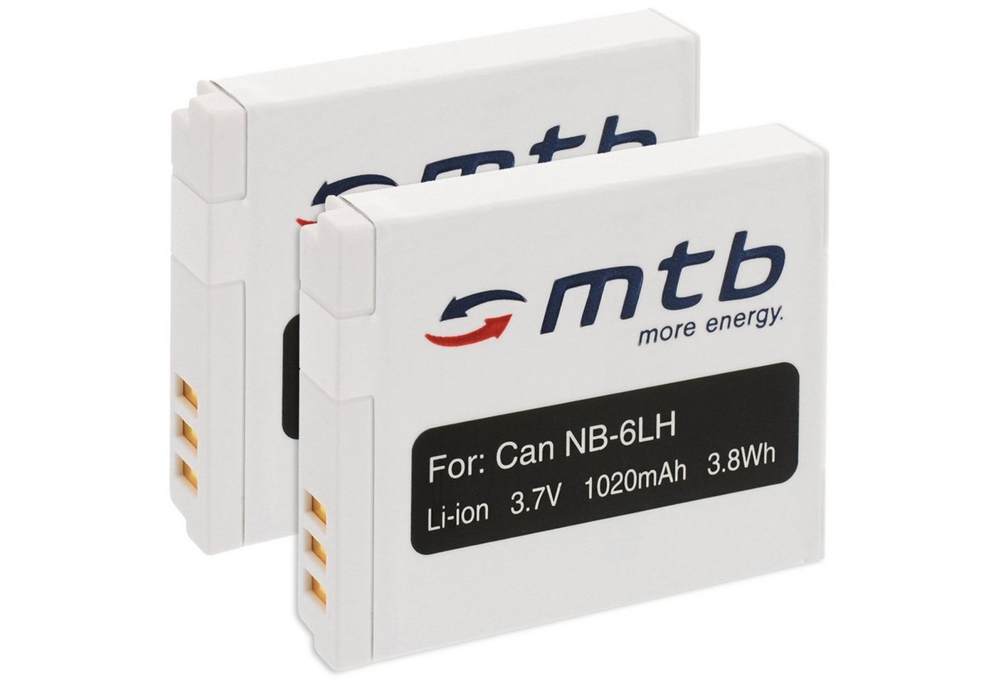 mtb more energy 2x NB-6L Akku für Canon Kamera-Akku kompatibel mit Akku-Typ Canon NB-6L 1020 mAh (3,7 V) von mtb more energy