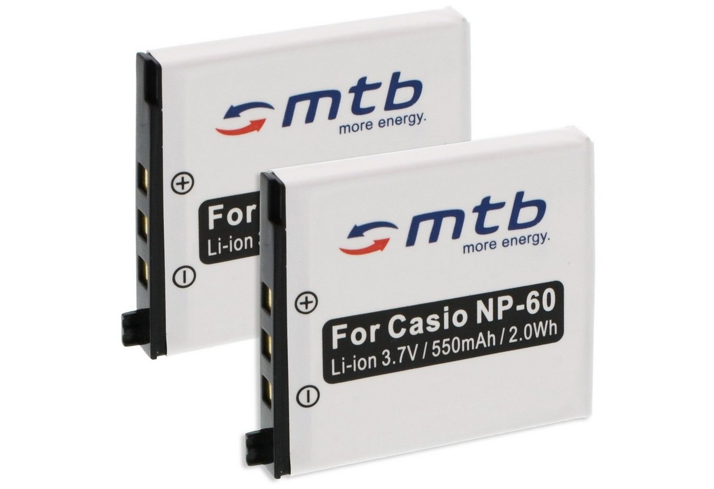 mtb more energy [BAT-088 - Li-Ion] Kamera-Akku kompatibel mit Akku-Typ Casio NP-60 550 mAh (3,7 V), passend für: Casio Exilim EX-FS10… von mtb more energy