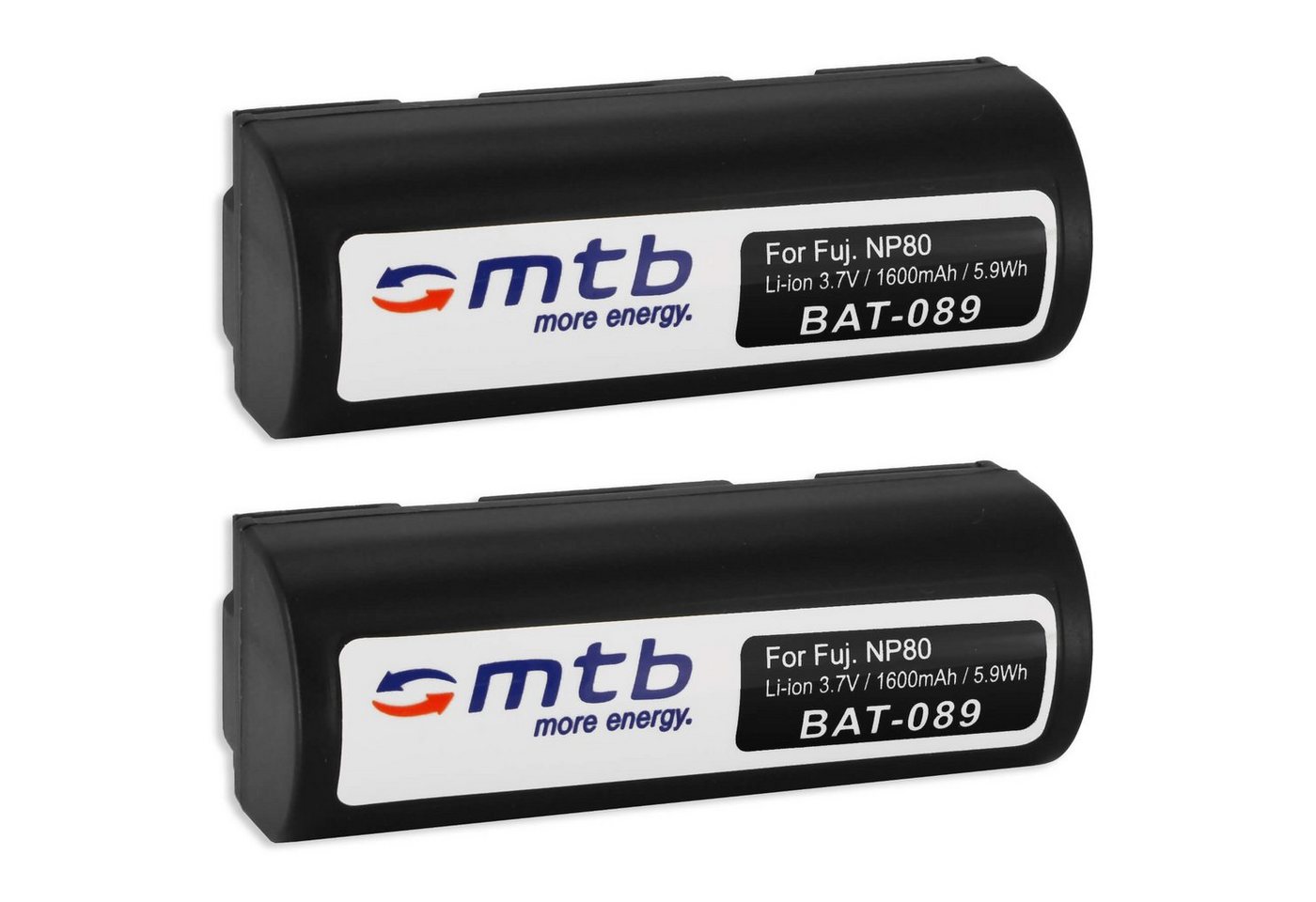mtb more energy [BAT-089 - Li-Ion] Kamera-Akku kompatibel mit Akku-Typ Fuji NP-80 1600 mAh (3,7 V), passend für: Fuji Fujifilm Finepix 1300, 1400, 4800, 4800 Zoom, 4900, 4900 Zoom, 6800, 6800 Zoom, 6900, 6900 Zoom… von mtb more energy