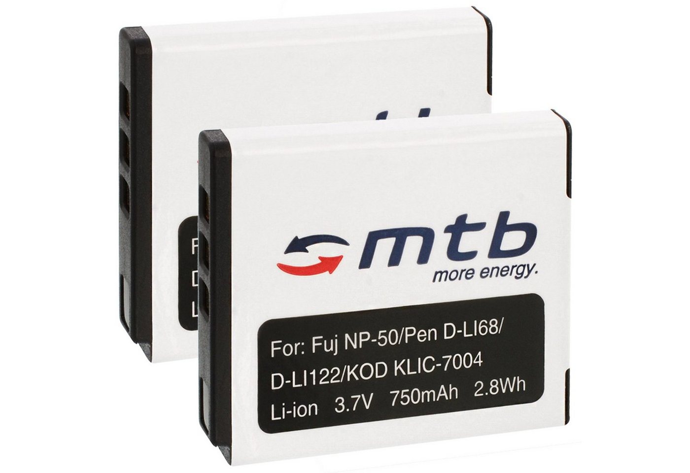 mtb more energy [BAT-111 - Li-Ion] Kamera-Akku kompatibel mit Akku-Typ Fuji NP-50 (Pentax D-LI68 / D-Li122 / Kodak Klic-7004) 750 mAh (3,7 V), passend für: Fuji Fujifilm FinePix F50fd, F60fd, F100fd, F70EXR, F72EXR, F75EXR, F80EXR, F85EXR, F200EXR, F300EXR, F305EXR, F500EXR, F505EXR, F550EXR, F600EXR, F605EXR, F660EXR, F665EXR, F750EXR, F770EXR, F775EXR, F800EXR, … von mtb more energy
