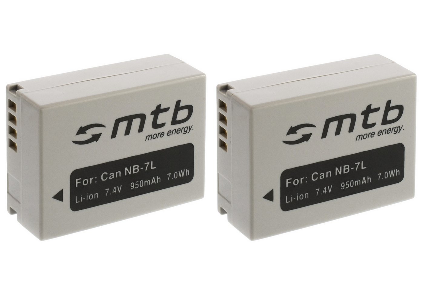 mtb more energy 2x NB-7L kompatibler Akku für Canon Digitalkameras Kamera-Akku kompatibel mit Akku-Typ Canon NB-7L 950 mAh (7,4 V) von mtb more energy