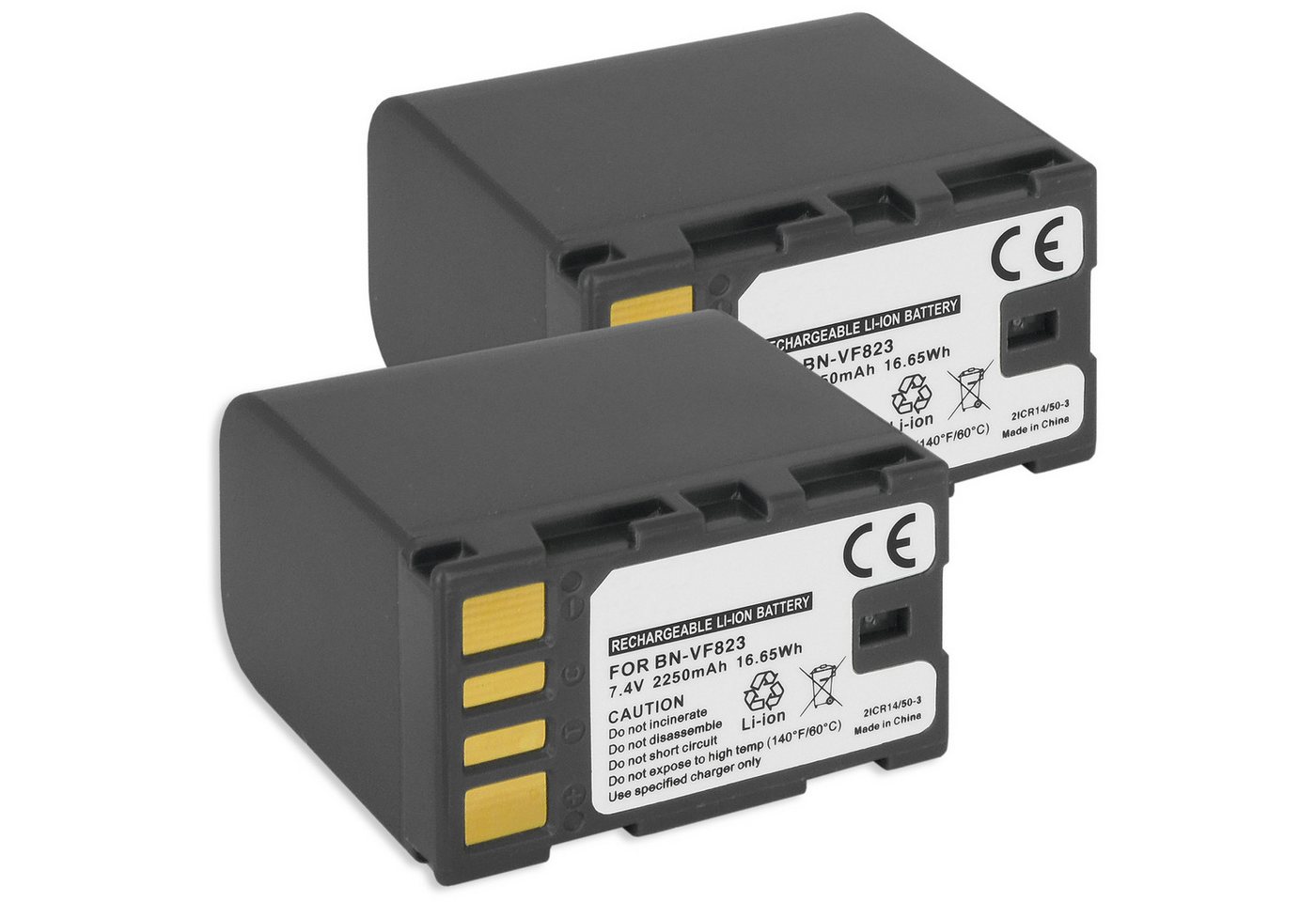 mtb more energy 2x Akku für JVC BN-VF823 (mit Infochip) Kamera-Akku kompatibel mit Akku-Typ Akku JVC BN-VF823 (mit Infochip) 2250 mAh (7,4 V) von mtb more energy