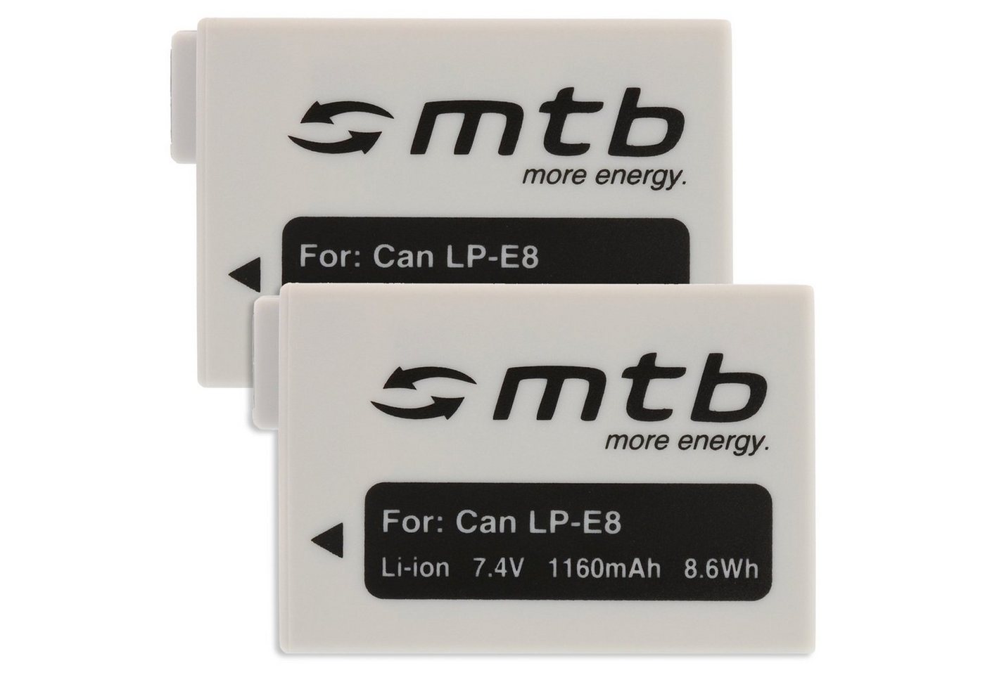 mtb more energy [BAT-215 - Li-Ion] Kamera-Akku kompatibel mit Akku-Typ Canon LP-E8 1160 mAh (7,4 V), passend für: Canon EOS 550D, 600D, 650D, 700D … von mtb more energy