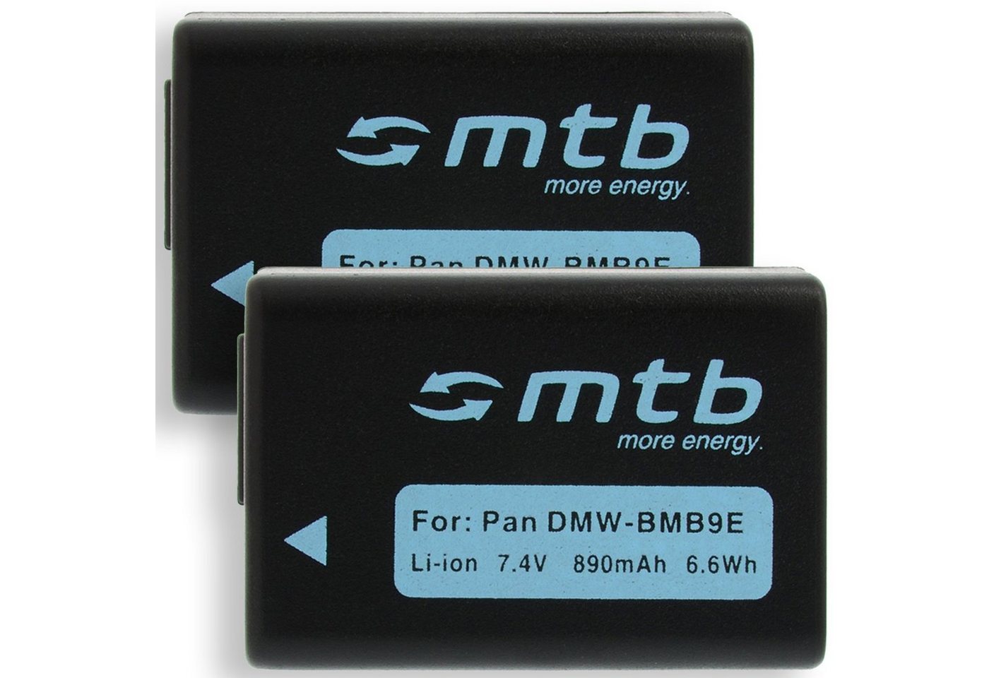 mtb more energy [BAT-247 - Li-Ion] Kamera-Akku kompatibel mit Akku-Typ Panasonic DMW-BMB9E 890 mAh (7,4 V), passend für: Panasonic Lumix DMC-FZ40, FZ45, FZ47, FZ48, FZ60, FZ62, FZ70, FZ72, FZ82, FZ100, FZ150 // Panasonic DE-A84A … von mtb more energy