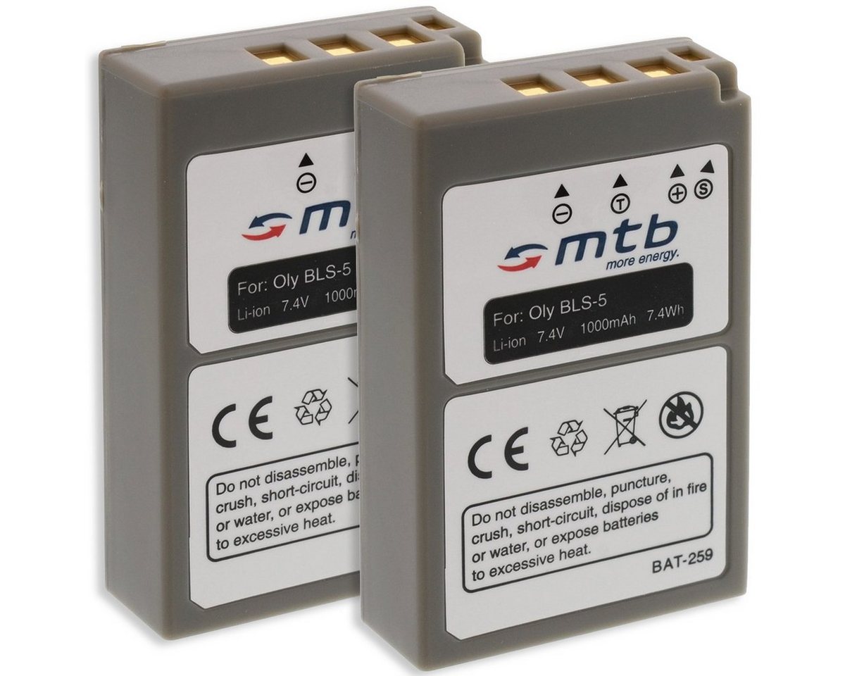 mtb more energy [BAT-259 - Li-Ion] Kamera-Akku kompatibel mit Akku-Typ Olympus BLS-5 1000 mAh (7,4 V), passend für: Olympus E-450, Stylus 1, Stylus 1s… von mtb more energy