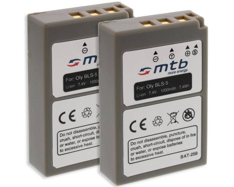 mtb more energy [BAT-259 - Li-Ion] Kamera-Akku kompatibel mit Akku-Typ Olympus BLS-5 1000 mAh (7,4 V), passend für: Olympus E-450, Stylus 1, Stylus 1s… von mtb more energy