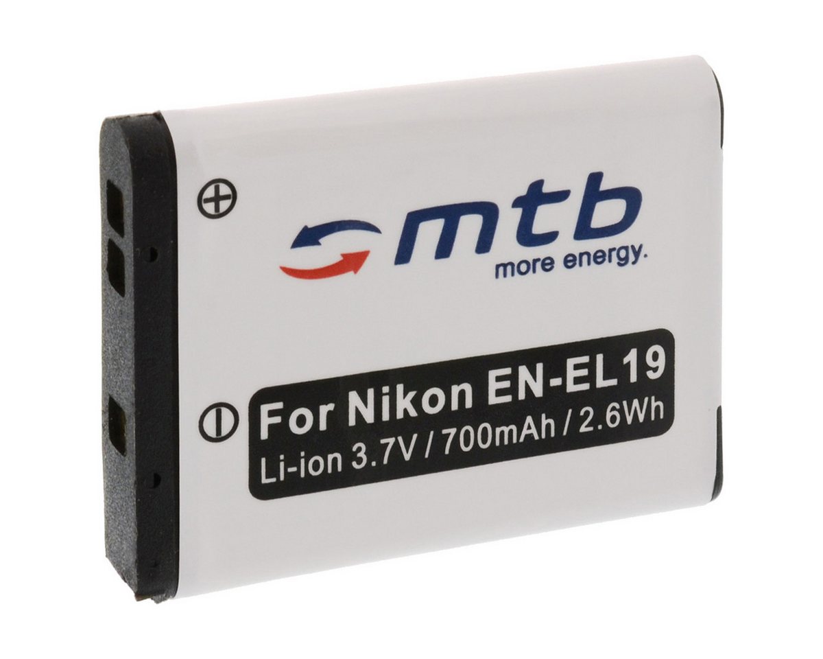 mtb more energy Kompatibler Akku für Nikon EN-EL19 / Sony NP-BJ1 Kamera-Akku kompatibel mit Akku-Typ Nikon EN-EL19 700 mAh (3,7 V) von mtb more energy