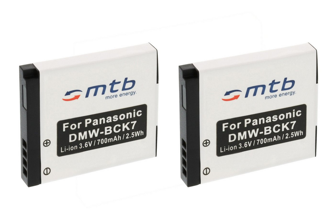 mtb more energy 2x Akku für Panasonic DMW-BCK7 Kamera-Akku kompatibel mit Akku-Typ Panasonic DMW-BCK7 700 mAh (3,6 V) von mtb more energy