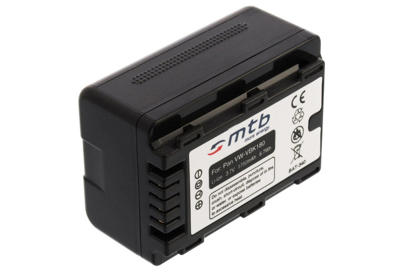 mtb more energy Akku für Panasonic VW-VBK180 Kamera-Akku kompatibel mit Akku-Typ Panasonic VBK180 1700 mAh (3,7 V) von mtb more energy