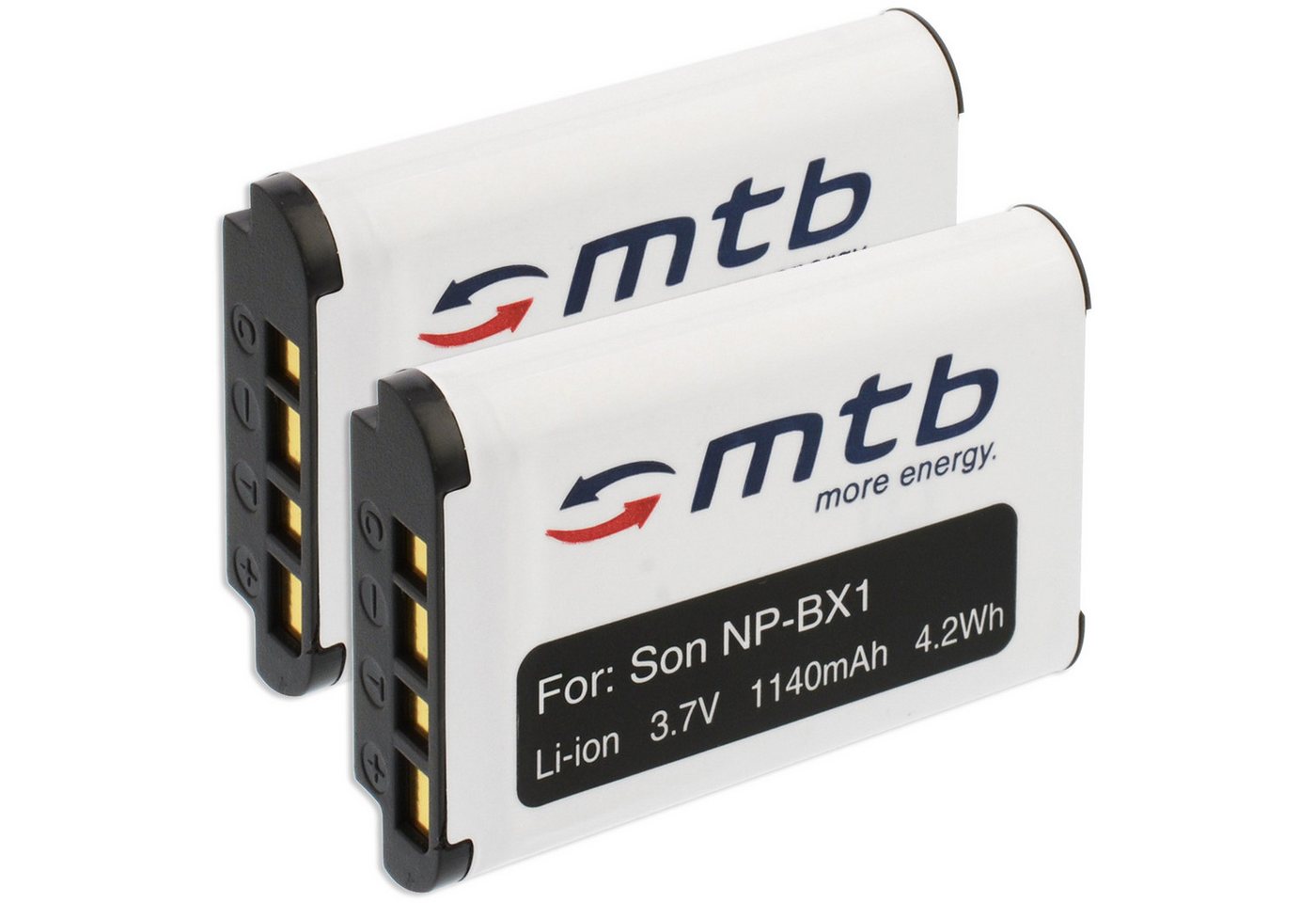 mtb more energy 2x Akku für Sony NP-BX1 Kamera-Akku kompatibel mit Akku-Typ Sony NP-BX1 1140 mAh (3,7 V) von mtb more energy