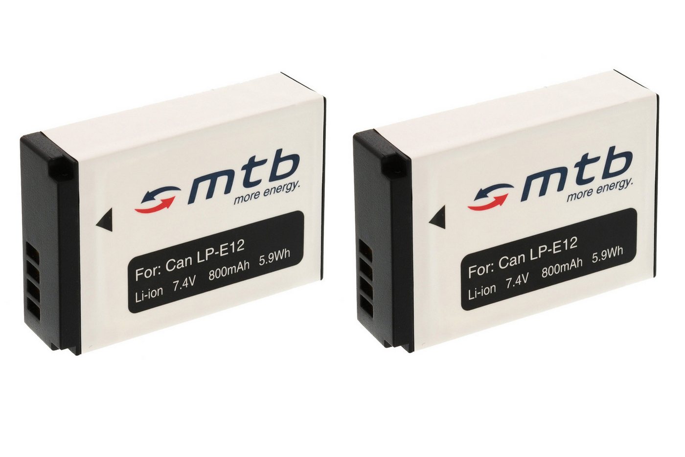 mtb more energy 2x Akku für Canon LP-E12 Kamera-Akku kompatibel mit Akku-Typ Canon LP-E12 800 mAh (7,4 V) von mtb more energy
