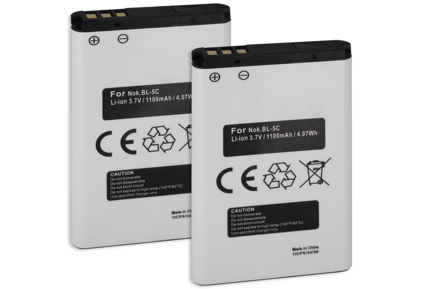 mtb more energy 2x Akku für CONTOUR CT-3650 Kamera-Akku kompatibel mit Akku-Typ For BL-5C / CT-3650 1100 mAh (3,7 V) von mtb more energy