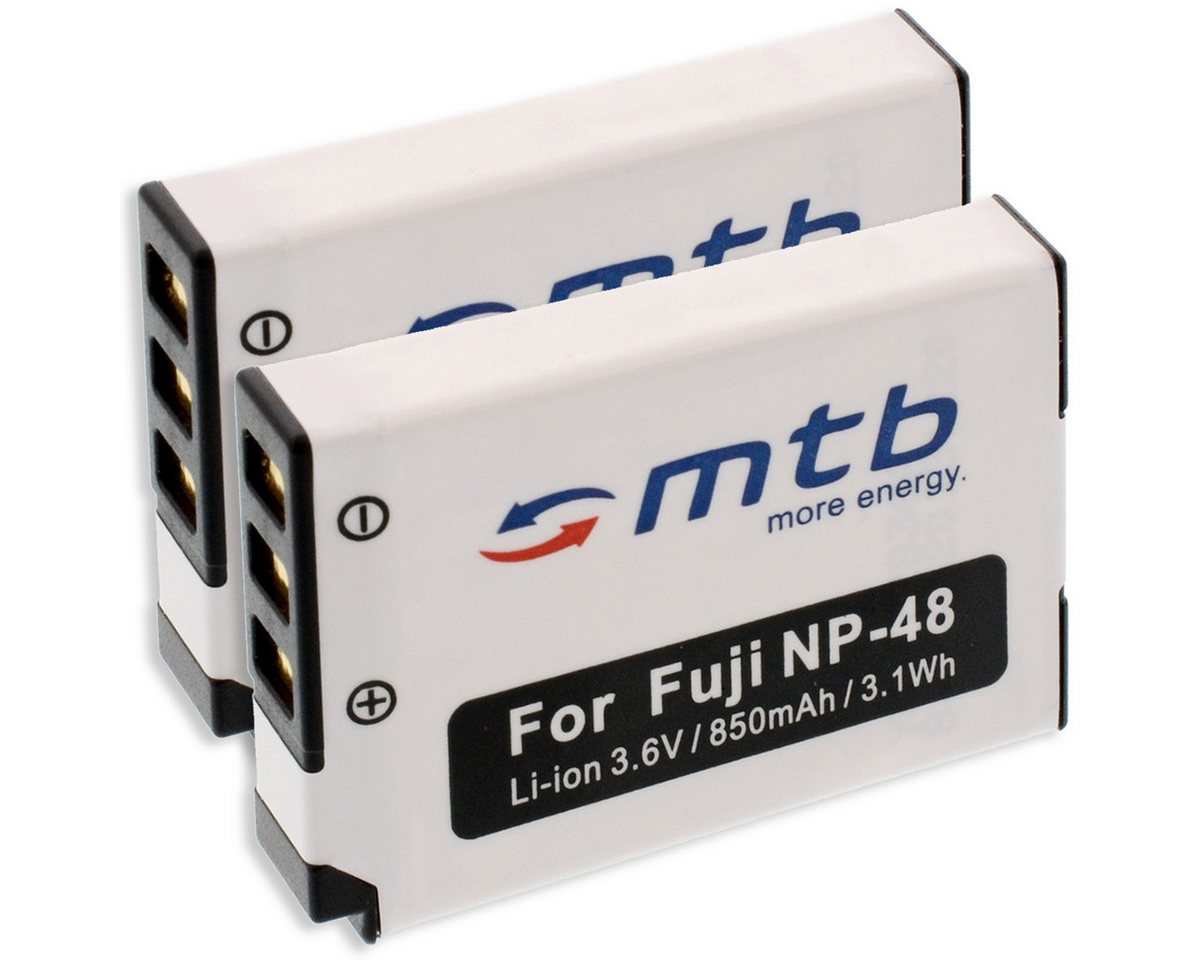 mtb more energy 2x Akku für Fuji NP-48 Kamera-Akku kompatibel mit Akku-Typ Fuji NP-48 850 mAh (3,6 V) von mtb more energy