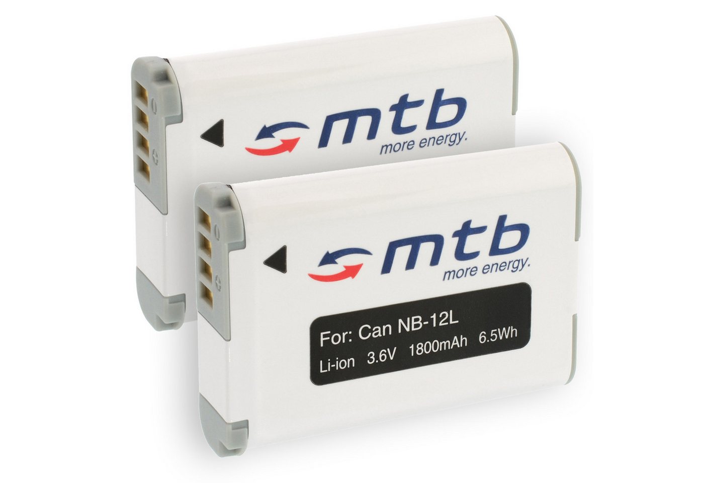 mtb more energy 2x Akku für Canon NB-12L Kamera-Akku kompatibel mit Akku-Typ Akku Canon NB-12L 1800 mAh (3,6 V) von mtb more energy