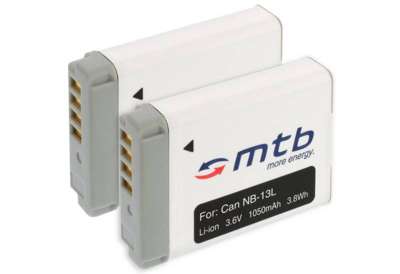 mtb more energy 2x Akku für Canon NB-13L Kamera-Akku kompatibel mit Akku-Typ Akku Canon NB-13L 1050 mAh (3,6 V) von mtb more energy