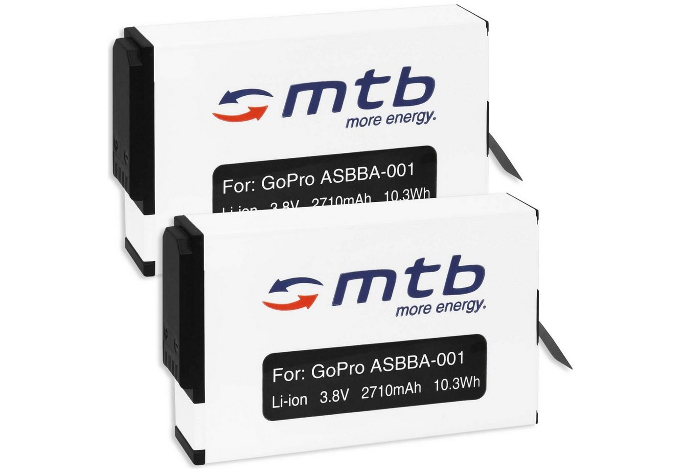 mtb more energy 2x Akku für GoPro Fusion Kamera-Akku kompatibel mit Akku-Typ GoPro Fusion 2710 mAh (3,8 V) von mtb more energy