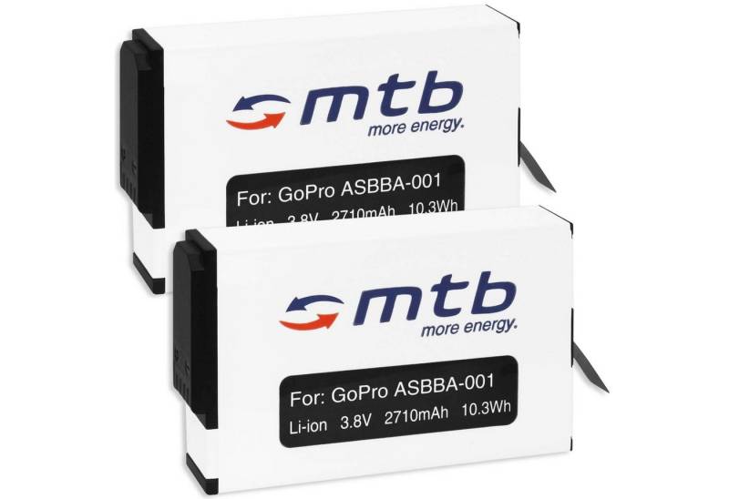 mtb more energy 2x Akku für GoPro Fusion Kamera-Akku kompatibel mit Akku-Typ GoPro Fusion 2710 mAh (3,8 V) von mtb more energy