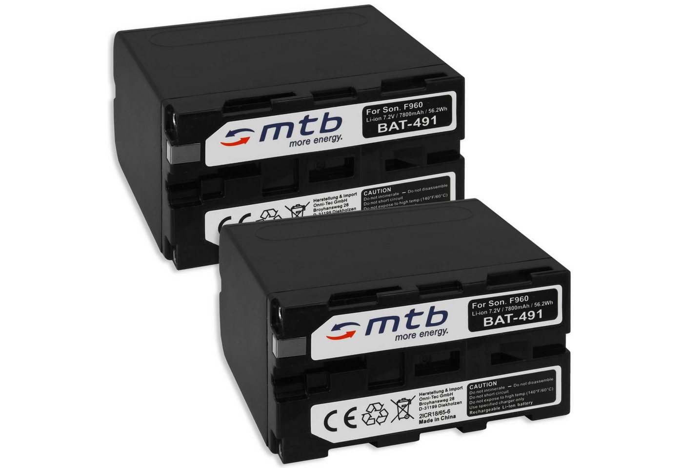 mtb more energy 2x Akku für Sony NP-F970 (7800mAh) Kamera-Akku kompatibel mit Akku-Typ Sony NP-F970 (7800mAh) 7800 mAh (7,2 V) von mtb more energy