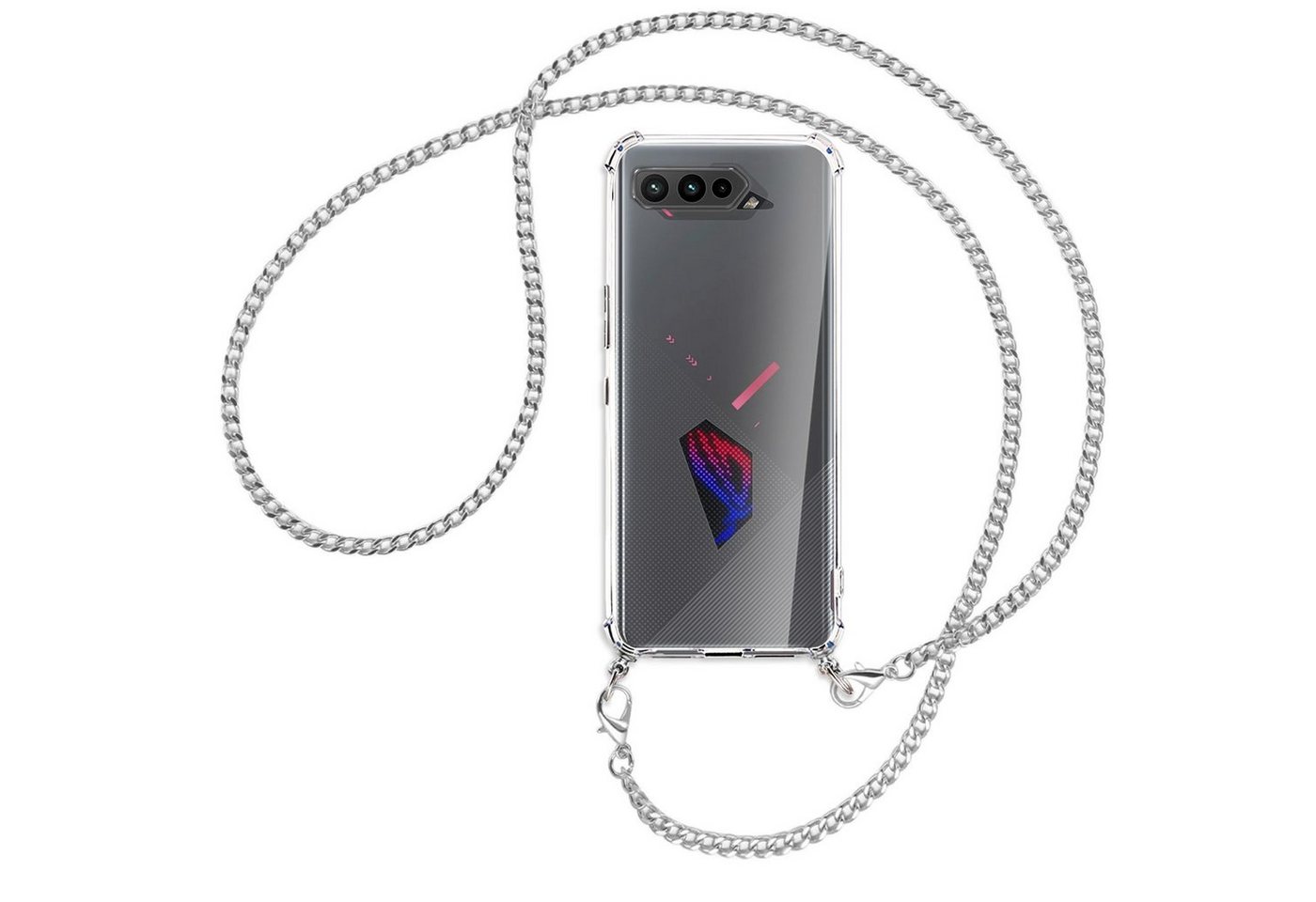 mtb more energy Handykette für Asus ROG Phone 5, 5 Ultimate, 5 Pro ZS673KS [MK], Umhängehülle mit Metallkette [NC-421-MK] von mtb more energy