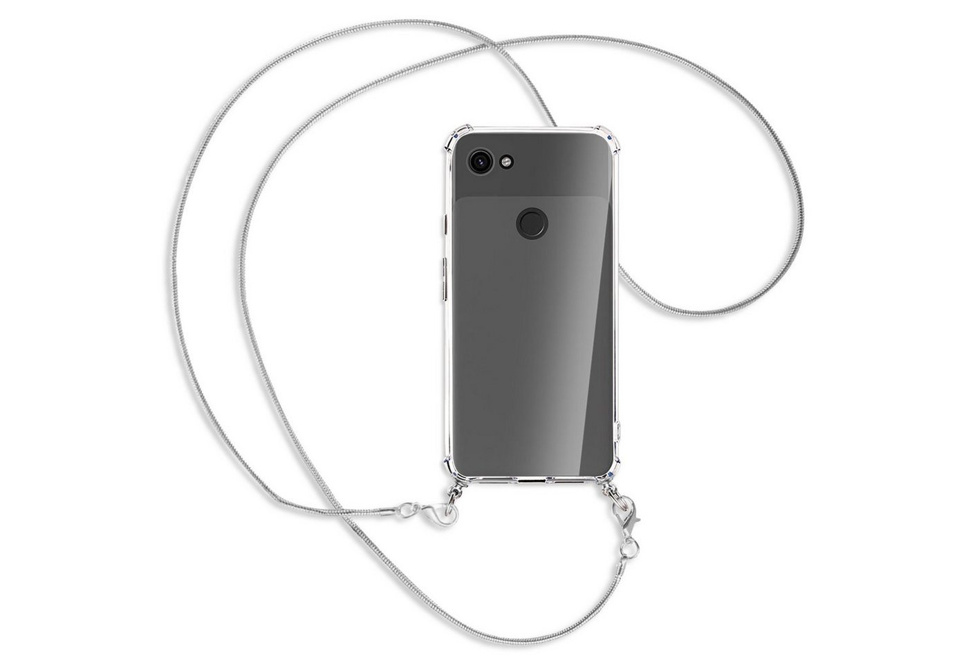 mtb more energy Handykette für Google Pixel 3a (G020A,G020E,G020B, 5.6) [MK], Umhängehülle mit Metallkette [NC-173-MK] von mtb more energy