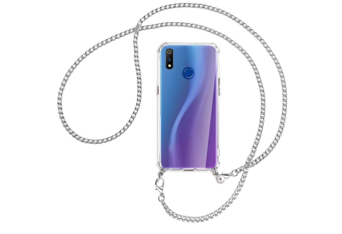 mtb more energy Handykette für Realme 3 Pro (X Lite,RMX1851, 6.3) [MK], Umhängehülle mit Metallkette [NC-155-MK] von mtb more energy