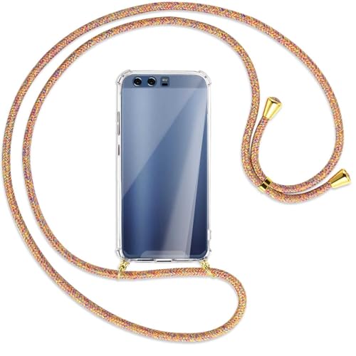 mtb more energy Handykette kompatibel mit Huawei P10 (5.1'') - Rainbow/Gold - Smartphone Hülle zum Umhängen - Anti Shock Full TPU Case von mtb more energy