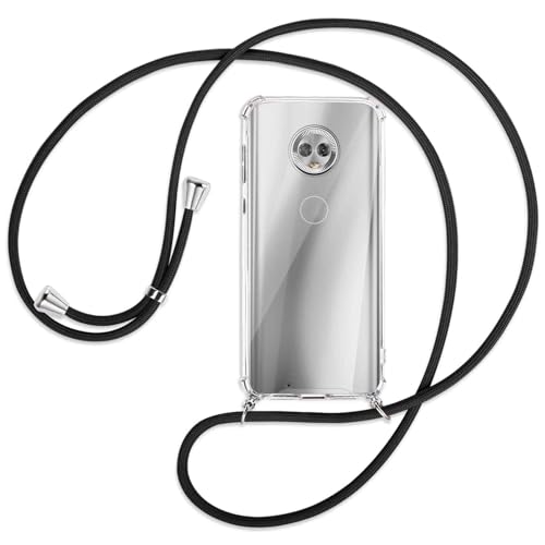 mtb more energy Handykette kompatibel mit Motorola Moto G6 (5.7'') - schwarz - Smartphone Hülle zum Umhängen - Anti Shock Full TPU Case von mtb more energy