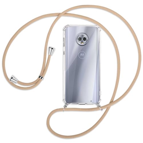 mtb more energy Handykette kompatibel mit Motorola Moto G6 Plus, G6+ (5.9'') - beige - Smartphone Hülle zum Umhängen - Anti Shock Full TPU Case von mtb more energy