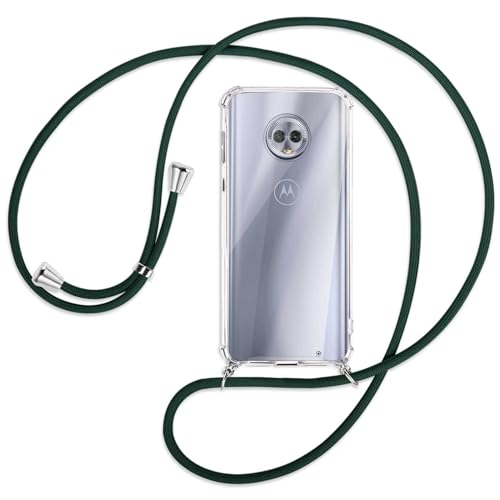 mtb more energy Handykette kompatibel mit Motorola Moto G6 Plus, G6+ (5.9'') - dunkelgrün - Smartphone Hülle zum Umhängen - Anti Shock Full TPU Case von mtb more energy
