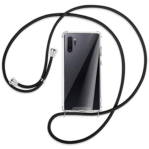 mtb more energy Handykette kompatibel mit Samsung Galaxy Note 10 Plus, Note 10+ (SM-N975, 6.8'') - schwarz - Befestigung unten - Smartphone Hülle zum Umhängen - Anti Shock Full TPU Case von mtb more energy