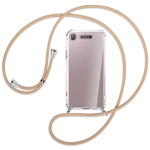 mtb more energy Handykette kompatibel mit Sony Xperia XZ1 (F8341, F8342 / 5.2'') - beige - Smartphone Hülle zum Umhängen - Anti Shock Full TPU Case von mtb more energy