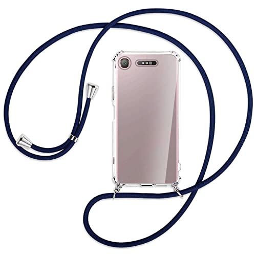 mtb more energy Handykette kompatibel mit Sony Xperia XZ1 (F8341, F8342 / 5.2'') - dunkelblau - Smartphone Hülle zum Umhängen - Anti Shock Full TPU Case von mtb more energy
