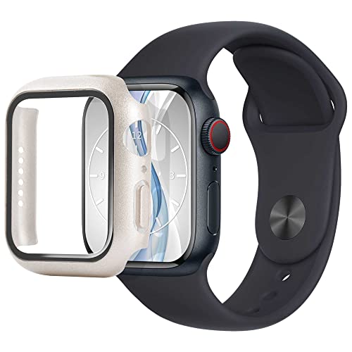 mtb more energy Hülle kompatibel mit Apple Watch 3 (38mm) - Starlight Silver - integrierter Displayschutz aus gehärtetem Glas - Rundum Schutz Bumper Gehäuse Schutzhülle Tempered Glass von mtb more energy