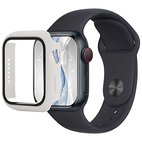 mtb more energy Hülle kompatibel mit Apple Watch 3 (38mm) - weiß - integrierter Displayschutz aus gehärtetem Glas - Rundum Schutz Bumper Gehäuse Schutzhülle Tempered Glass von mtb more energy