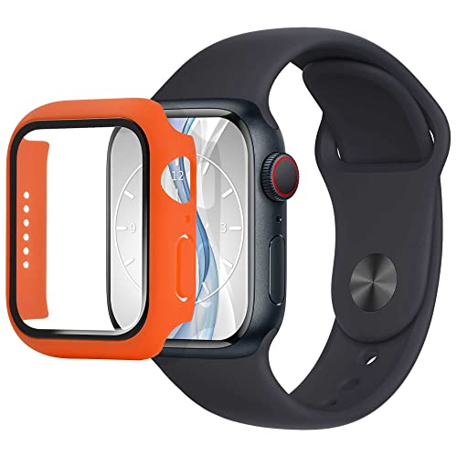 mtb more energy Hülle kompatibel mit Apple Watch 3 (42mm) - orange - integrierter Displayschutz aus gehärtetem Glas - Rundum Schutz Bumper Gehäuse Schutzhülle Tempered Glass von mtb more energy