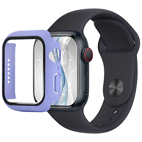 mtb more energy Hülle kompatibel mit Apple Watch 4, 5, 6, SE (44mm) - Flieder - integrierter Displayschutz aus gehärtetem Glas - Rundum Schutz Bumper Gehäuse Schutzhülle Tempered Glass von mtb more energy