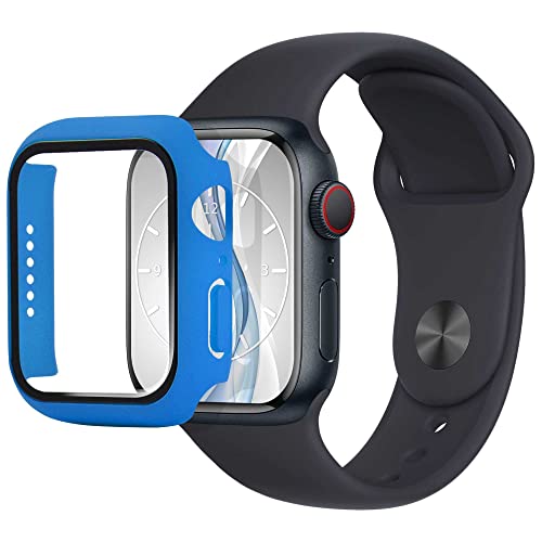 mtb more energy Hülle kompatibel mit Apple Watch 4, 5, 6, SE (44mm) - königsblau - integrierter Displayschutz aus gehärtetem Glas - Rundum Schutz Bumper Gehäuse Schutzhülle Tempered Glass von mtb more energy