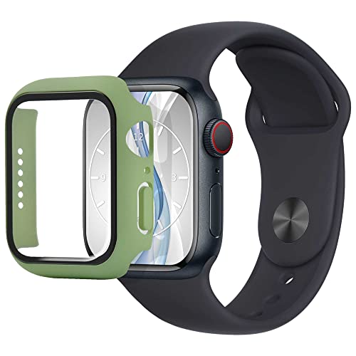 mtb more energy Hülle kompatibel mit Apple Watch 4, 5, 6, SE (44mm) - pastellgrün - integrierter Displayschutz aus gehärtetem Glas - Rundum Schutz Bumper Gehäuse Schutzhülle Tempered Glass von mtb more energy