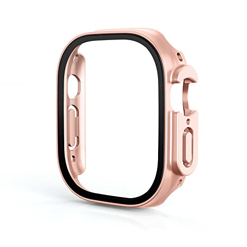 mtb more energy Hülle kompatibel mit Apple Watch 9, 8, 7 (45mm) - Rosegold metallic - integrierter Displayschutz aus gehärtetem Glas - Rundum Schutz Bumper Gehäuse Schutzhülle Tempered Glass von mtb more energy