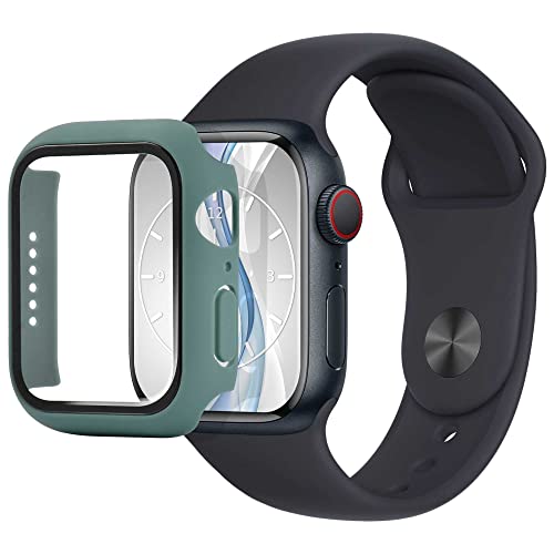 mtb more energy Hülle kompatibel mit Apple Watch 9, 8, 7 (45mm) - blaugrün - integrierter Displayschutz aus gehärtetem Glas - Rundum Schutz Bumper Gehäuse Schutzhülle Tempered Glass von mtb more energy