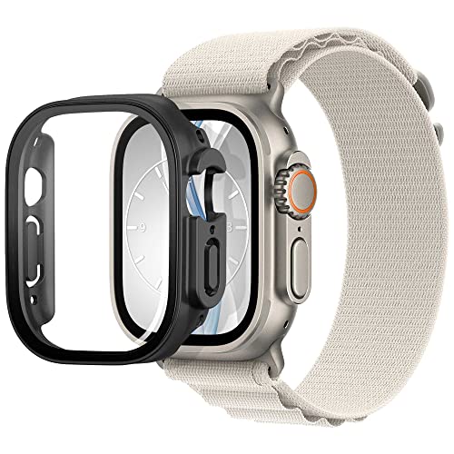 mtb more energy Hülle kompatibel mit Apple Watch Ultra, Ultra 2 - Graphit metallic - integrierter Displayschutz aus gehärtetem Glas - Rundum Schutz Bumper Gehäuse Schutzhülle Tempered Glass von mtb more energy