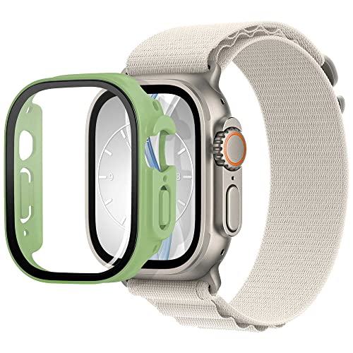 mtb more energy Hülle kompatibel mit Apple Watch Ultra, Ultra 2 - pastellgrün - integrierter Displayschutz aus gehärtetem Glas - Rundum Schutz Bumper Gehäuse Schutzhülle Tempered Glass von mtb more energy