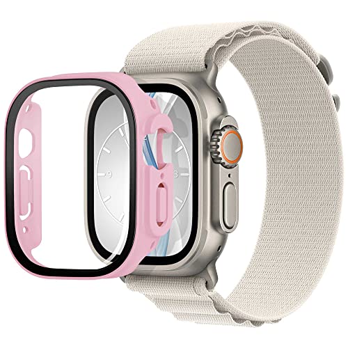 mtb more energy Hülle kompatibel mit Apple Watch Ultra, Ultra 2 - rosa - integrierter Displayschutz aus gehärtetem Glas - Rundum Schutz Bumper Gehäuse Schutzhülle Tempered Glass von mtb more energy
