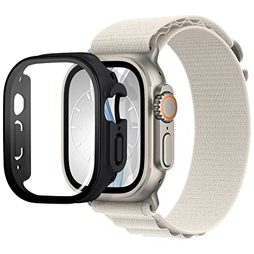 mtb more energy Hülle kompatibel mit Apple Watch Ultra, Ultra 2 - schwarz - integrierter Displayschutz aus gehärtetem Glas - Rundum Schutz Bumper Gehäuse Schutzhülle Tempered Glass von mtb more energy