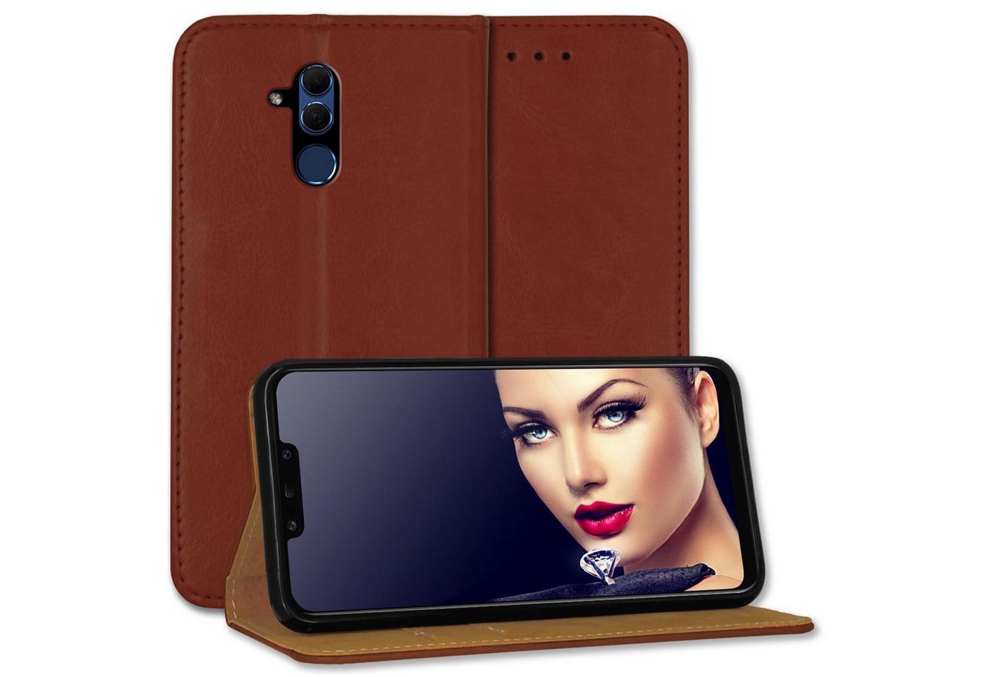 mtb more energy Smartphone-Hülle Bookstyle Hülle Business für Huawei Mate 20 lite (6.3) - braun von mtb more energy