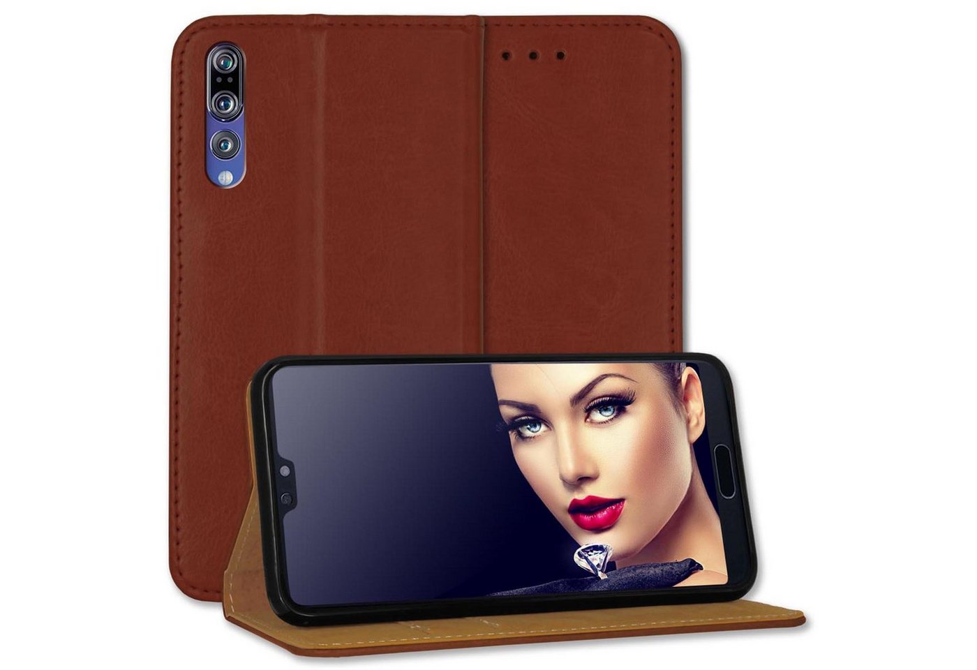mtb more energy Smartphone-Hülle Bookstyle Hülle Business für Huawei P20 Pro (6.1) - braun von mtb more energy