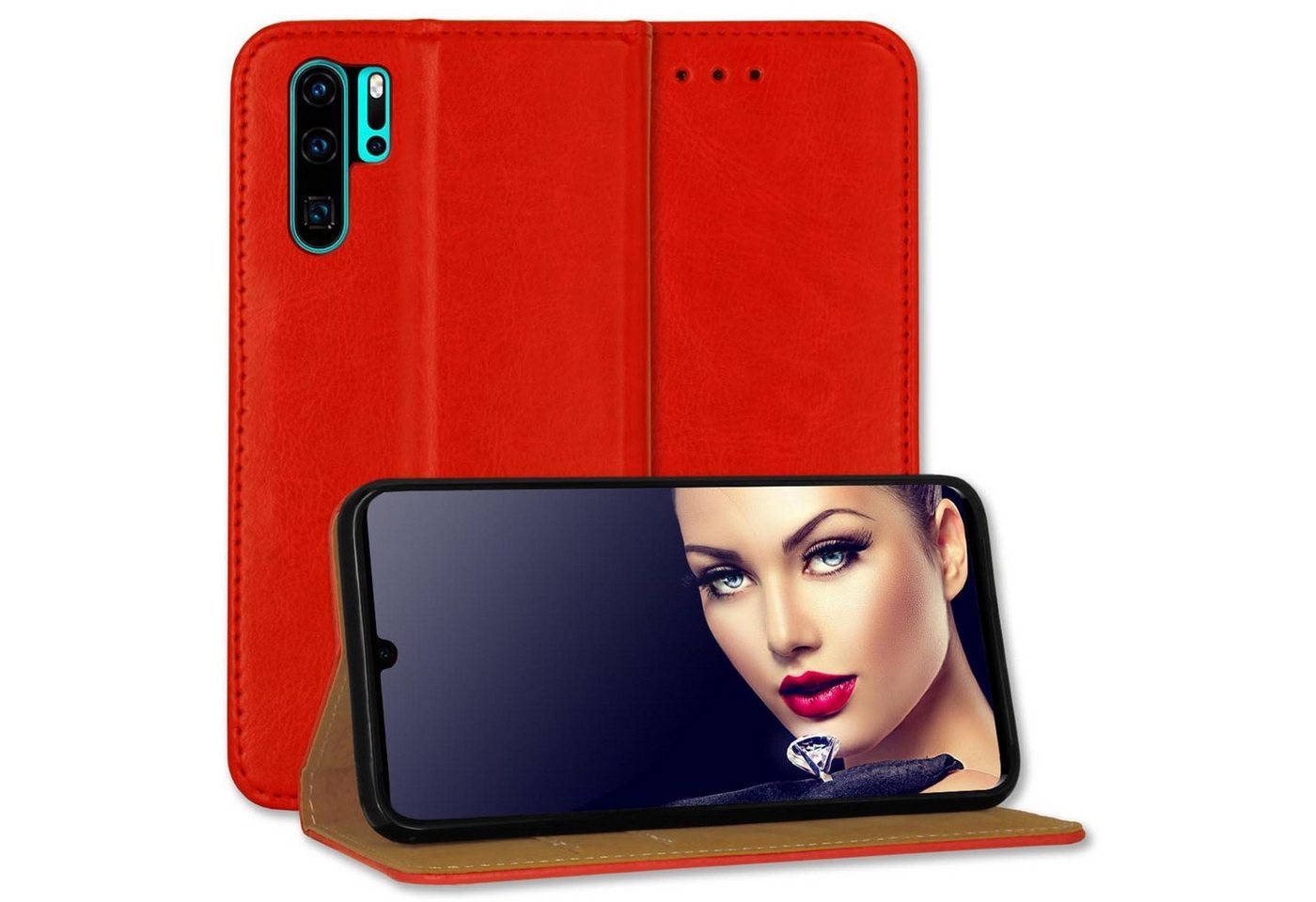 mtb more energy Smartphone-Hülle Bookstyle Business - Farbe rot, für: Huawei P30 Pro, P30Pro New Edition (6.47) von mtb more energy